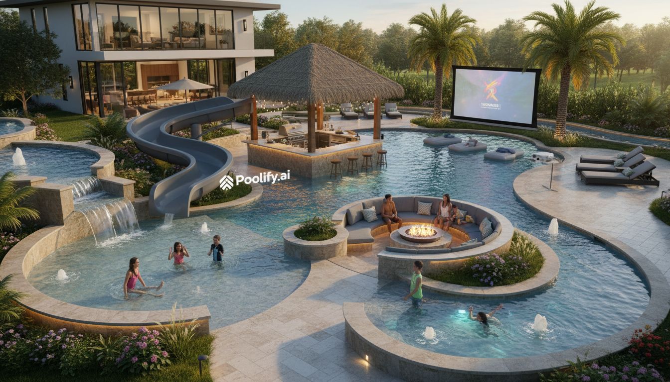 Entertainment Features for Family Pool Design Ideas - family pool design ideas