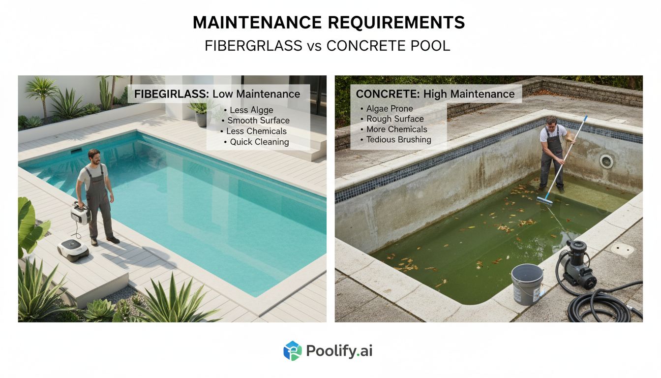 Maintenance Requirements: Fiberglass vs Concrete Pool Comparison - fiberglass vs concrete pool