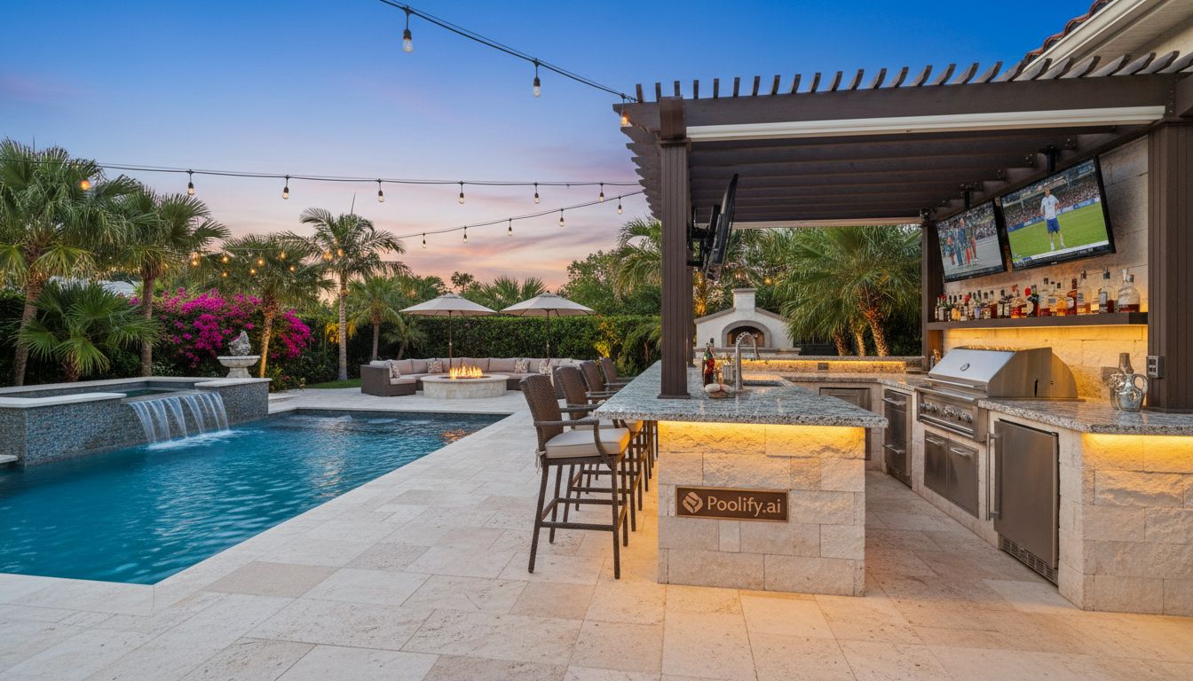 Outdoor Kitchen and Bar Integration: Complete Entertainment Zones - luxury backyard pool ideas
