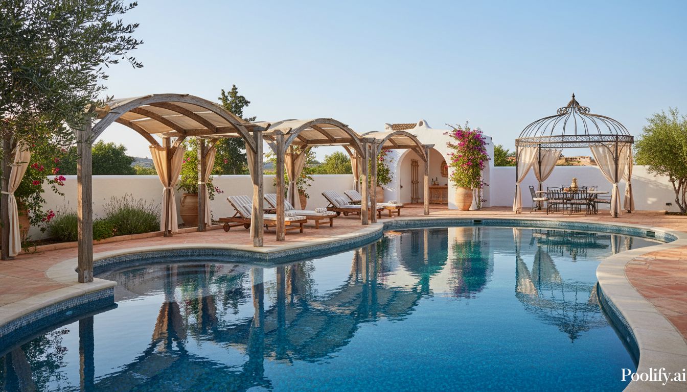 Shade Structures for Mediterranean Pool Designs - mediterranean pool designs