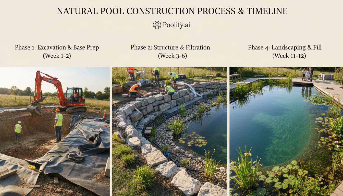 Construction Process and Timeline - natural swimming pool guide