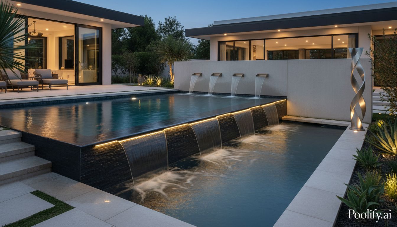 Modern and Contemporary Pool Fountain Ideas - pool fountain ideas