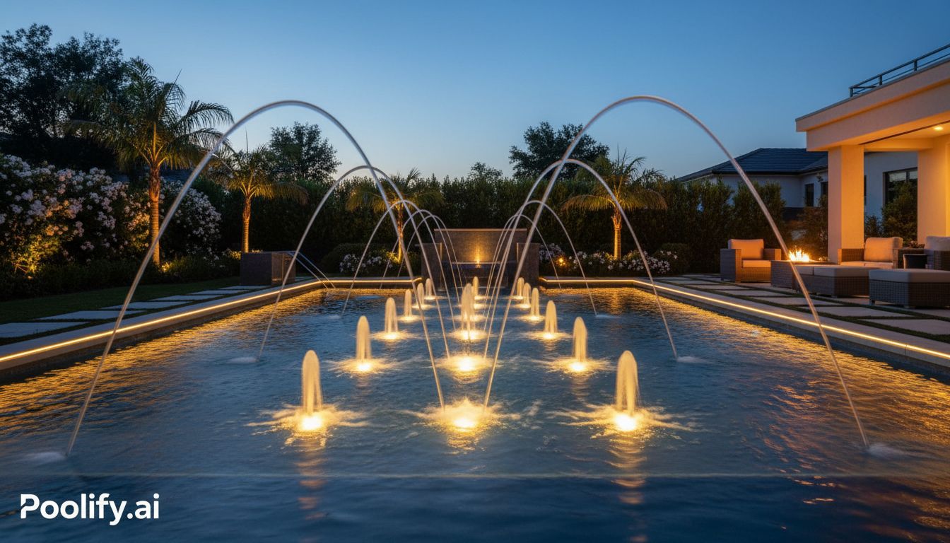 Enhancing Pool Fountain Ideas with Lighting - pool fountain ideas