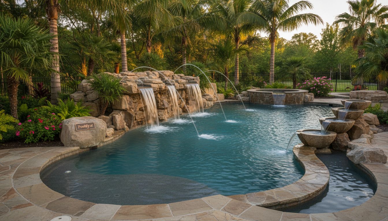 Water Features as Pool Landscaping Ideas - pool landscaping ideas