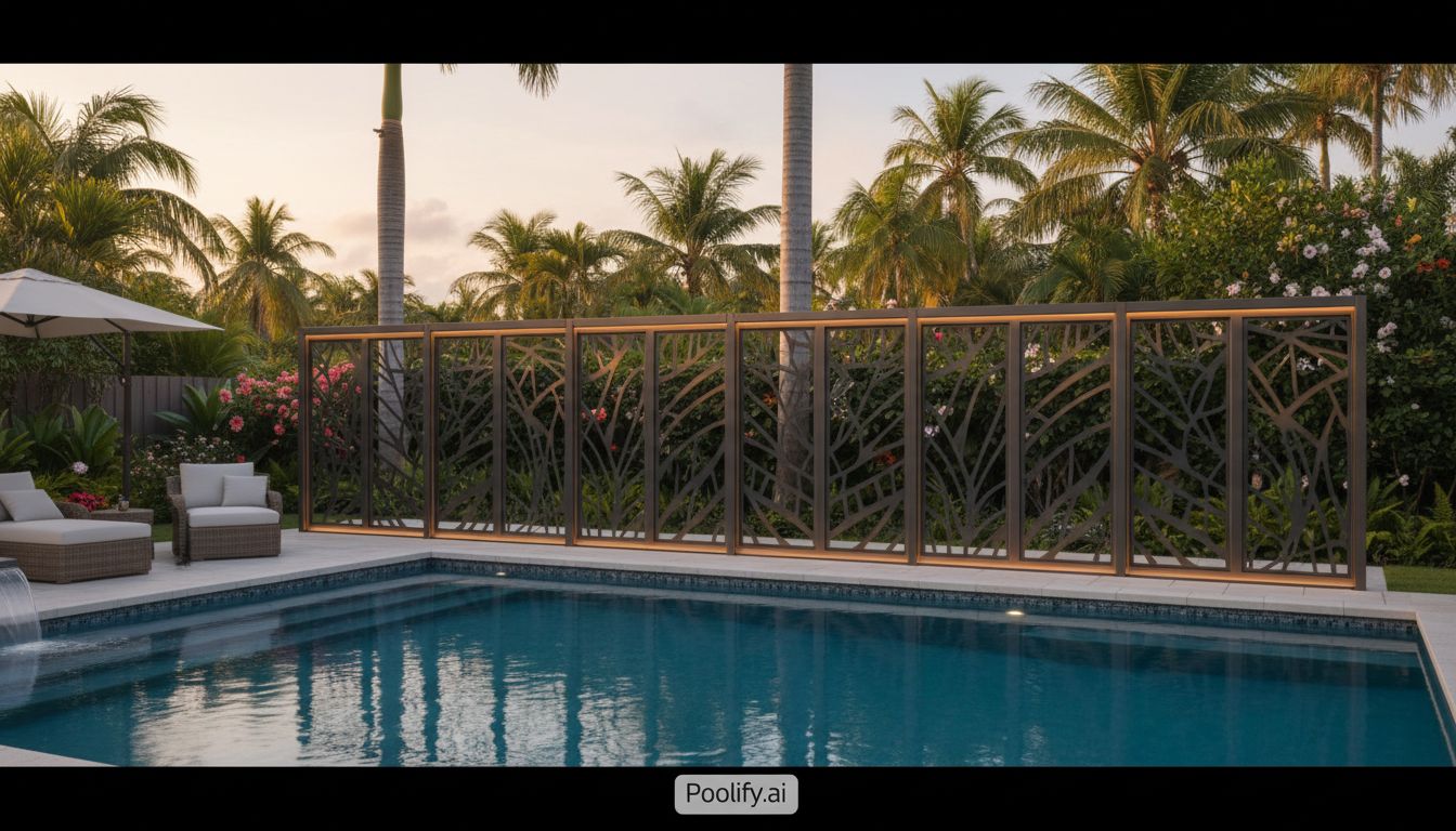 Decorative Metal and Laser-Cut Panel Designs - pool privacy fence ideas