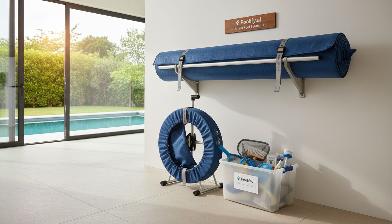 Pool Cover Storage and Management - pool storage ideas