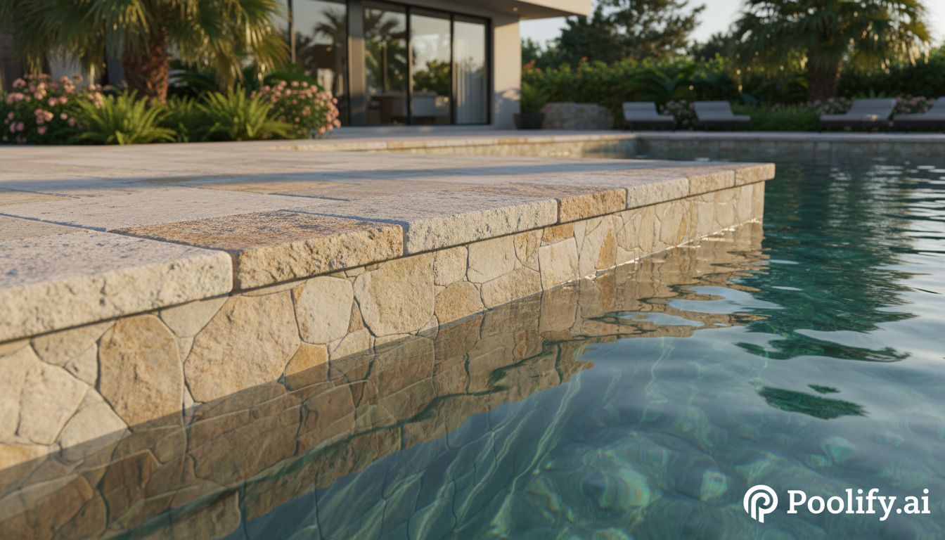 Natural Stone Pool Waterline Tile Ideas - pool waterline tile ideas