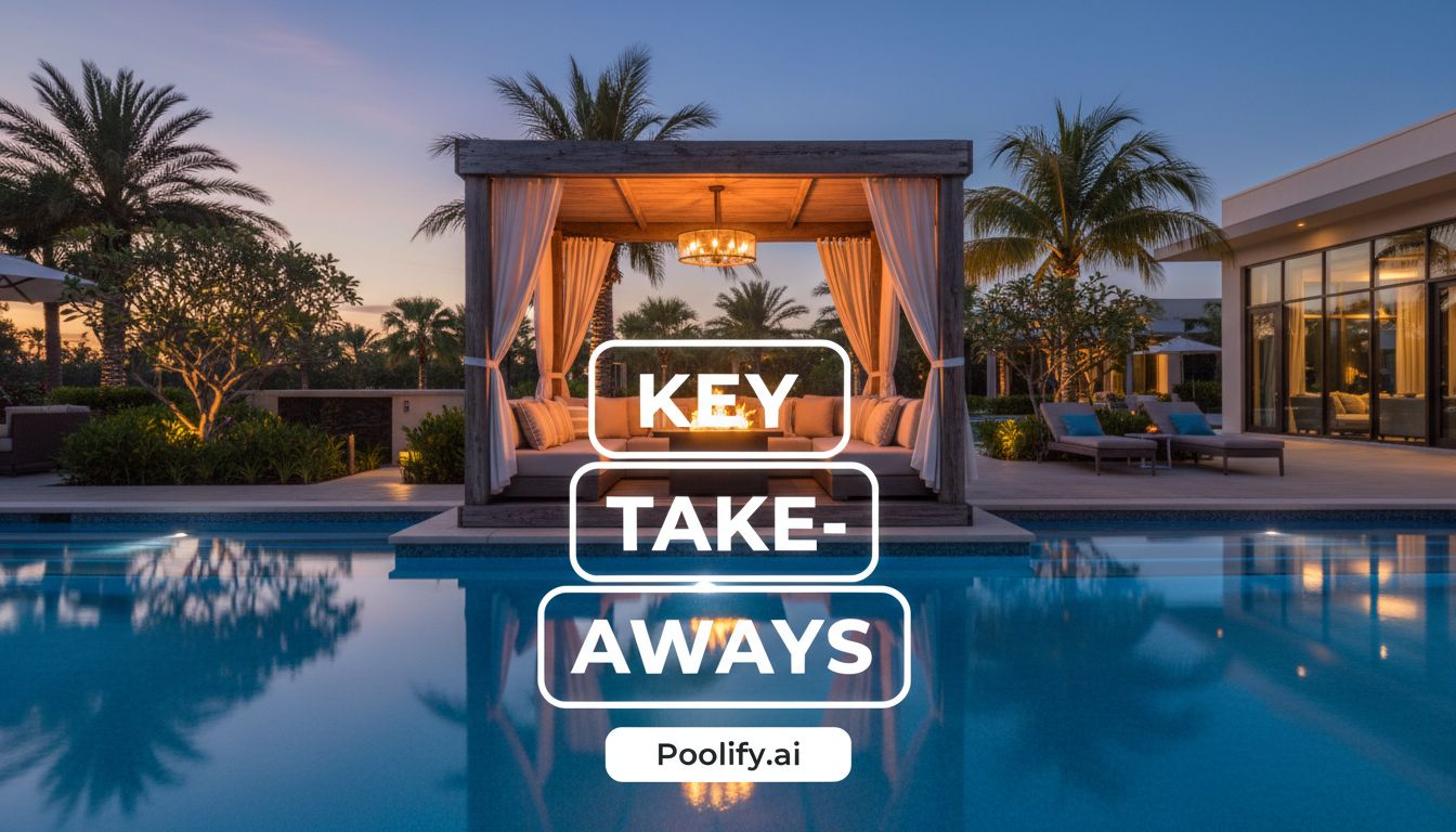 Key Takeaways - pool with cabana ideas