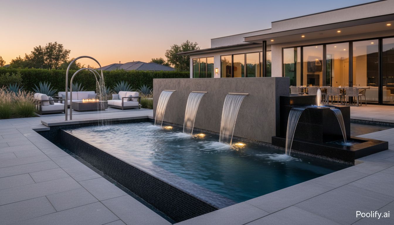 Modern and Contemporary Pool Fountain Designs - pool with fountain ideas