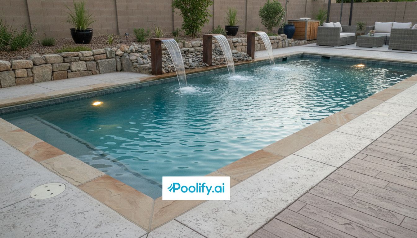 Budget-Friendly Pool with Fountain Ideas - pool with fountain ideas