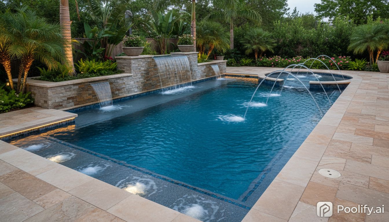 Design Considerations for Pool Fountains - pool with fountain ideas