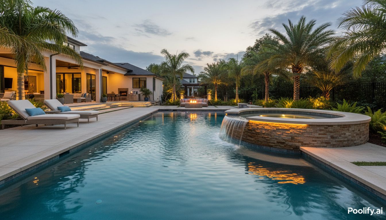 Integrated Spillover Spa Design - pool with hot tub ideas