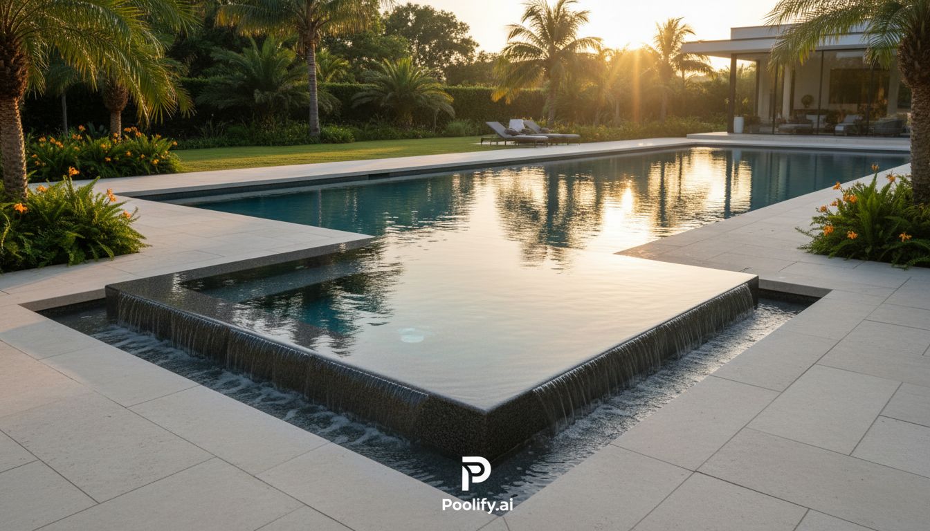 Perimeter Overflow Hot Tub Design - pool with hot tub ideas