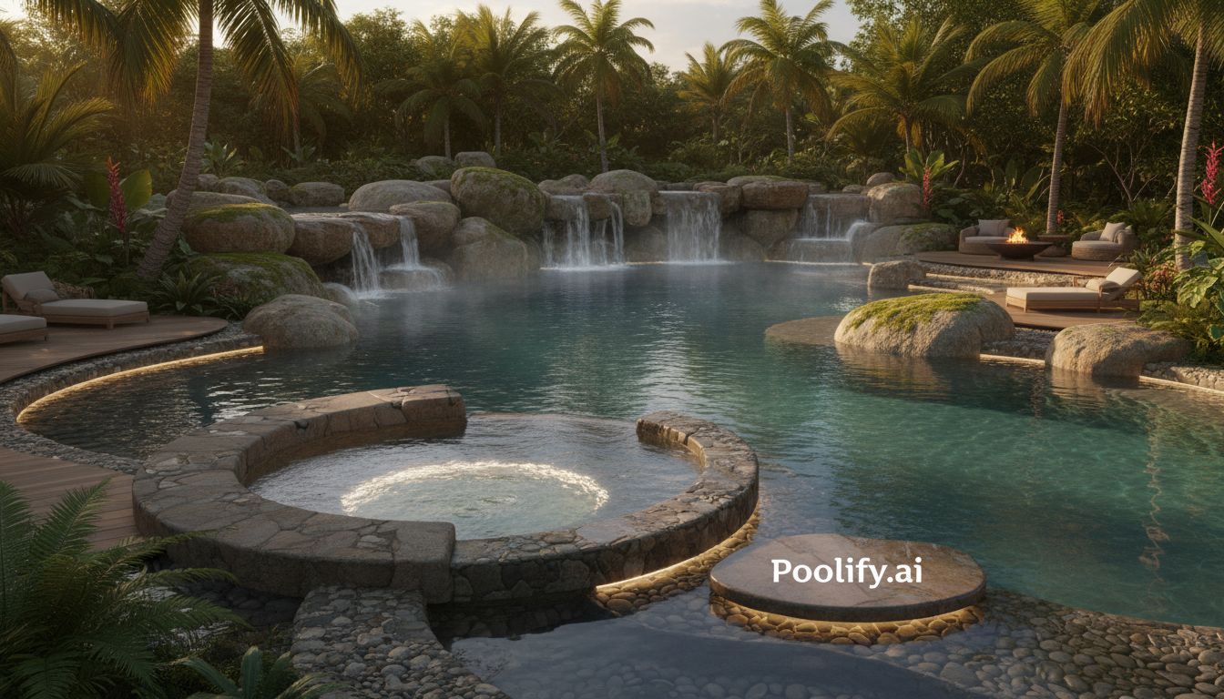 Natural Freeform Integration - pool with hot tub ideas