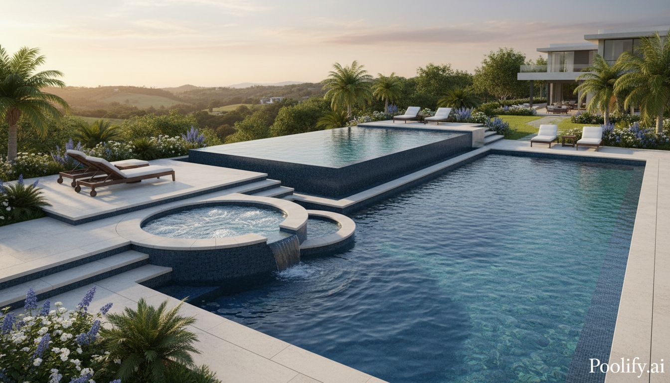Multi-Level Terraced Design - pool with hot tub ideas