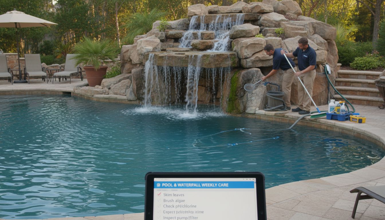 Maintenance Requirements for Pool with Waterfall Designs - pool with waterfall designs