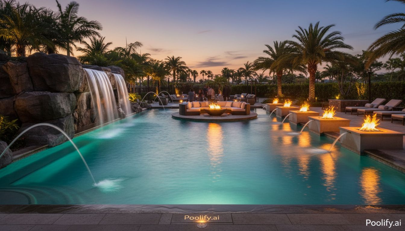 Water Features and Fire Elements - resort style pool ideas