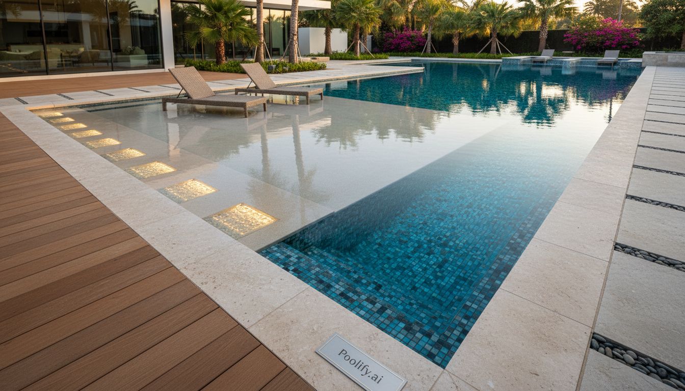 Material Selection for Sun Shelf Pool Designs - sun shelf pool designs